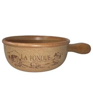 Vintage Swiss/French Ceramic Cheese Fondue Pot - Caquelon "La Fondue"